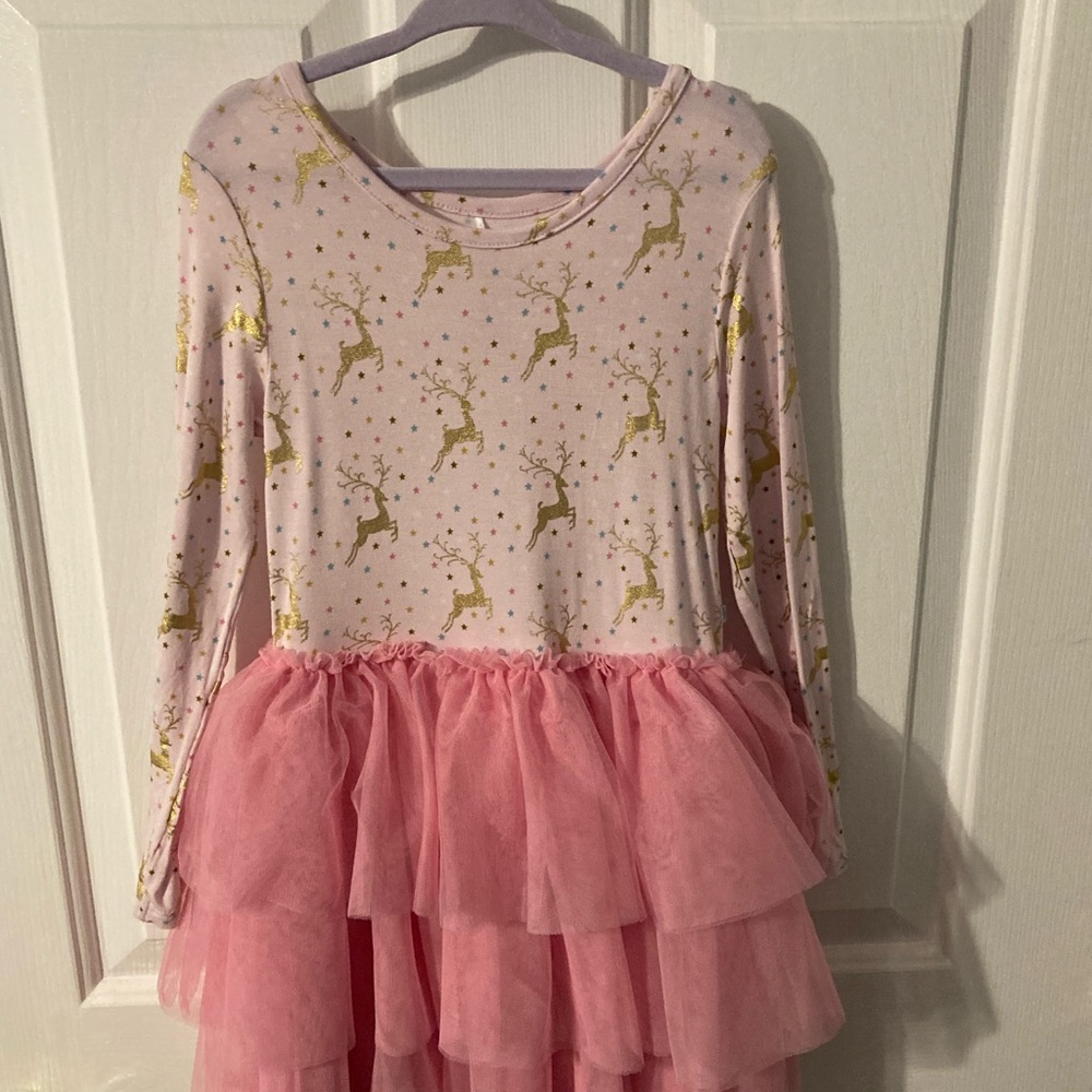 Posh Peanut Long Sleeve Tulle Dress - Ryleigh (Reindeer) 5T-6T